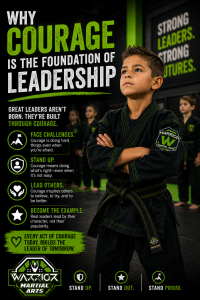 child standing in black martial arts uniform